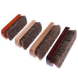 Horsehair Shoe Brush Polish Natural Leather Real Horse Hair Soft Polishing Tool Oil Polishing Cleaning Dust Removal Brush