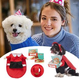 Dog Apparel Cosplay Outfit Puppy Cloth Winter Breathable Adjustable Pizza Delivery Men Clothes For Christmas Halloween Parties