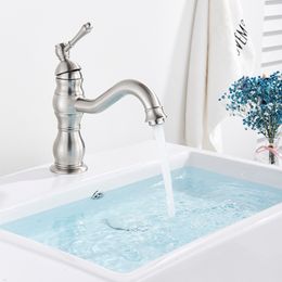 Onyzpily Bath Basin Faucet Brass Chrome Faucet Brush Nickel Sink Mixer Tap Vanity Hot Cold Water Bathroom Faucets