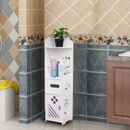 DIY Small Bathroom Toilet Storage Cabinet Waterproof Organizer Vanity Floor Standing Rack Washbasin Shower Corner Sundries Shelf