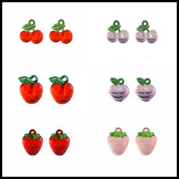 10pcs Cute Fruit Charm Cherry Apple Pendant DIY Jewelry Making Charm Peach Strawberry Accessories For Women Girl Acrylic Pendant