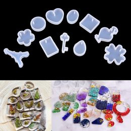 6pcs/Set Pendant Silicone Mould DIY Crystal Epoxy Resin Keychain Mould Necklace Jewellery Making Tools Handmade Resin Crafts