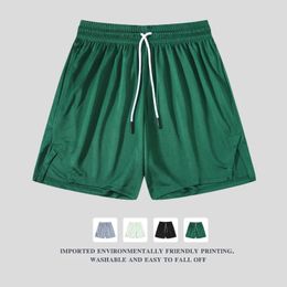 Summer Sports Shorts Mens Training Running Fitness Casual Short Solid Male Sport Pant Thin Breathable Basketball Pants Green 240401