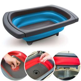 Fruit Vegetable Collapsible Colander Eco-friendly Foldable Kitchen Strainer Folding Drain Baskets With Retractable Handles