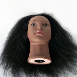 Afro Mannequin Head With Hair And Adjustable Stand For Practise Styling Braiding 100% Animal Hair Training Mannequin Dummy Heads