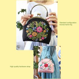 DIY Embroidery Bag Handcraft Needlework Cross Stitch Kit Hand Bag Purse with Handle and Sling Chain Handbag Package Bag