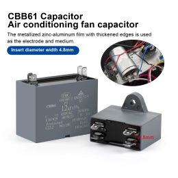 2Pcs CBB61 Air Conditioner Capacitor 450V Fan Motor Run Capacitors 1.2UF 1.5UF 2UF 2.5UF 3UF 3.5UF 4UF 4.5UF 5UF 6UF 6.5UF 8UF