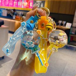 Original Cute Oil Float Unicorn Keychain Creative Lollipop Keyring Bag Pendant Car Key Chain Ring Holder Accessories Small Gift