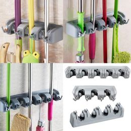 High Quality Kitchen Wall Mounted Mop Holder 5 4 3 Position Kitchen Storage Mop Brush Broom Organizer Hanger Tool246M