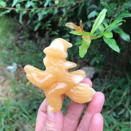 Decorative Figurines Natural Orange Calcite Carved Witch Figurine Healing Crystal Aesthetic Decor Luck Halloween Gift Gemstone Home