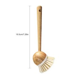 Wooden Cleaning Brush Long Handle Pan Pot Brush Dish Bowl Washing Cleaning Brushes Household Kitchen Cleaning Tools Accessories