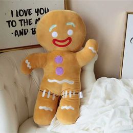 Plush Dolls 30/50/60cm Fun and Cute Gingerbread Mens Christmas Pillow Super Soft Shrek Plush Toy Doll Birthday Gift Sofa Pillow Home Decoration J240410