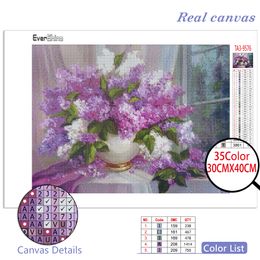 EverShine Diamond Painting Flowers Full Square Mosaic Rhinestones Picture New 2023 Diamond Embroidery Lilac Lavender Wall Art