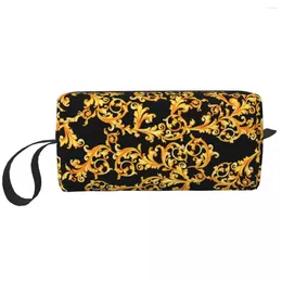 Storage Bags Luxury European Floral Pattern Cosmetic Bag Women Large Capacity Baroque Victorian Art Makeup Case Beauty Toiletry