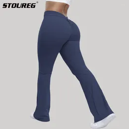 Active Pants STOUREG Women's Hip Lifting Flare Sports Tights High Waist Running Gym Yoga Leggings Fitness Seamless