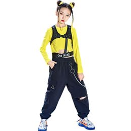 Girls Jazz Dance Clothing Hip Hop Performance Costume Street Dance Cropped Tops Pants Children Concert Stage Wear Summer BL8105