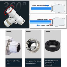 Pneumatic Connector White Plastic Hose Fitting Male Thread PC/PCF/PB/PL/PX/SL Air Pipe Quick Fittings 12/10/8/6/4mm 1/4 1/2 1/8"