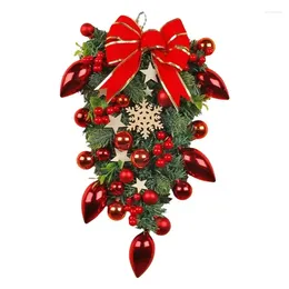 Decorative Flowers Outdoor Christmas Wreath Portable Creative Front Door Decor Hanging Ornament