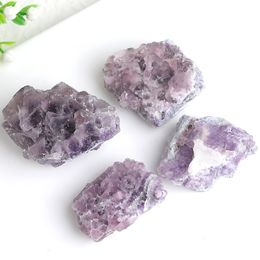 Natural Purple Fluorite Cluster Raw Crystals Irregular Rock Mineral Specimen Reiki Healing Energy Stone Home Decor Collect Gifts