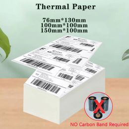 Printers Thermal Paper for Printer Folded Thermal Shipping Label Shipping Barcode Sticker 100x100mm 4x4Inch/100x150mm 4X6Inch/76x130mm