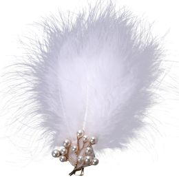 Romantic White Feather Barrettes Hair Clip for Women Handmade Chinese Traditional Hanfu Hair Accessories Hairpin Headdress