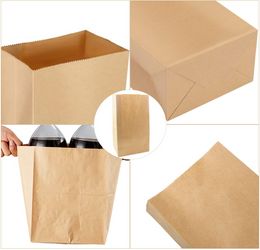 50pcs/100pcs Wholesale Kraft paper bags food packaging bags baking packaging takeaway bag bread packaging paper bag