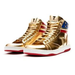 Designer Donald Trump Never Surrender High-Tops Golden Casual Shoes 36-46 CM T-T-2024 Sneakers Gold silver Patent Leather Men Comfort Sports Trendy Outdoor Recreation