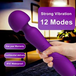 Powerful Huge Vibrators Wand Vibrator Sex Toy for Women Clitoris Stimulator G Spot Vagina Massager Adult 18 240326
