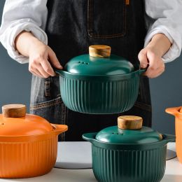 Health Soup Pot Stew Pot Can Be Open Flame Home Kitchen Supplies Ceramic Casserole Japanese Multi-size Orange Green Cookware