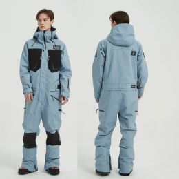 New Winter Women One-Piece Ski Suit Overalls Men Thickening Warm Mountaineering Snowboard Suit Windproof Waterproof Jumpsuit