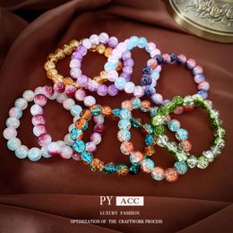 Colourful Crack Glass Round Bead Beaded Elastic Fashionable and Personalised Bracelet, Internet Famous New Temperament Bracelet