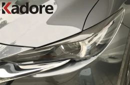 Front Headlight Eyebrow Cover Trim For Mazda CX-5 CX5 KF 2017-2022 2023 2024 Chrome Head Light Lamp Eyelid Strip Car Accessories