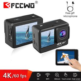 Cameras FCCWO H11 EIS Antishake Action Camera 4K/60FPS 1080P 20MP WIFI 2.0" LCD 170D Underwater Waterproof Remote Cam Helmet Vedio Came