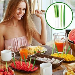 Forks Fruit Fork Picks Green Decorative Leaf Shaped Small Portable Appetizers Dessert For Strawberries Grapes