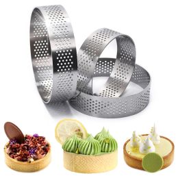 2/5/10Pcs Circular Tart Ring Tartlet Cake Fruit Pie Mousse Molds Cookies Pastry Circle Cutter Perforated Kitchen Baking Mould