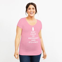 Crazy Dog T-Shirts Maternity Keep Calm Im Pregnant and Its A Boy Shirt Funny Pregnancy Announcement Summer Plus Size Tops Tee