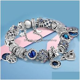 Bangle Bangles Xiaoyi 100% S925 Blue Big String Of Stars And Moon Angel Wings Snowflake Fashion Ornaments High Quality Bracelet Female Dhoez