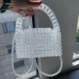 Long Chain Customized Green Bead Bag Hand-woven Celebrity Handbags Unique Design Ladies Party Bag Top-handle Purses and Handbags