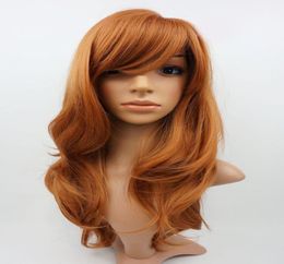 Auburn Dark Ginger Long Wavy Realistic Skin Top Ladies Wig07199914