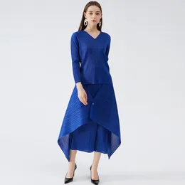 Work Dresses COZOK 2024 Simple Women Loose Comfortable Two-Piece Sets Casual Long Sleeve Solid Colour Top Swing All-match Half Skirt WT612