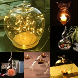 Halloween Portable Glass Hanging Candle Tea Light Holder Candlestick Crystal Glass Wedding Retro Party Home Decor Candle Holder