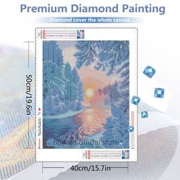 Huacan Full Square Diamond Painting Cross Stitch Landscape 5D DIY Diamond Embroidery Mosaic Rhinestones Kits Winter Needlework