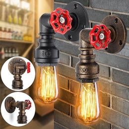 Wall Lamps E27 Vintage Water Pipe Lamp Faucet Shape Steam Punk Loft Industrial Iron Rust Retro Home Bar Decor Lighting Fixture263f