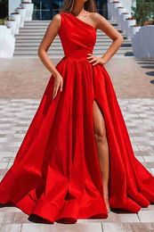 Urban Sexy Dresses One Shoulder Satin Long Prom Dresses For Women Elegant A Line Formal Evening Dress Sexy Ball Gowns With Pleat Homecoming Dresses 240410