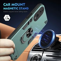 Multiple Layers Car Holder Stand case for Honor 90 70 Lite 50 Honor X5 Plus X6A X7A X8A X9A X6 X6S X7 X8 X9 Camera Protect Cover