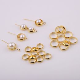 15pcs 18K Gold Plated Brass Round Circle Frame Spacer Beads Pendant Connectors For DIY Earring Jewellery Making Accessories