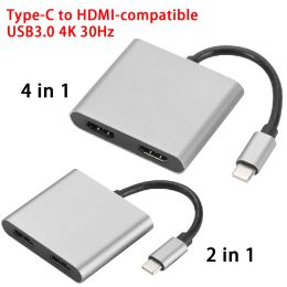 Hubs TypeC to Dual HDMIcompatible Docking Station USB C Hub Screen Extend Display USB3.0 4K 30Hz Adapter Laptop Phone PC Supply