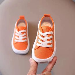 Girls Shoes Fashion Leisure Shoe Childrens Canvas Shoes Sneakers Kids Casual Sport Shoes for Kindergarten Black White Orange 240407