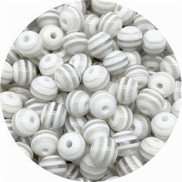 6mm 8mm 10mm Stripe Resin Beads Round Shape Spacer Beads For Jewelry Making DIY Charm Bracelet Necklace