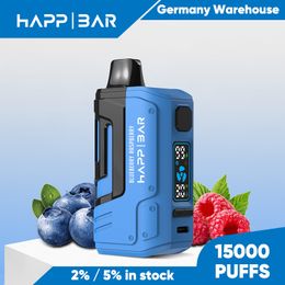 Original Happ Bar 15000 Puff Disposable Vape Pen Electronic Cigarette Germany Warehouse 2% 5% Nic Good Taste Prefilled Pod Mesh Coil Eliquid Vapers 15k Puff Bar